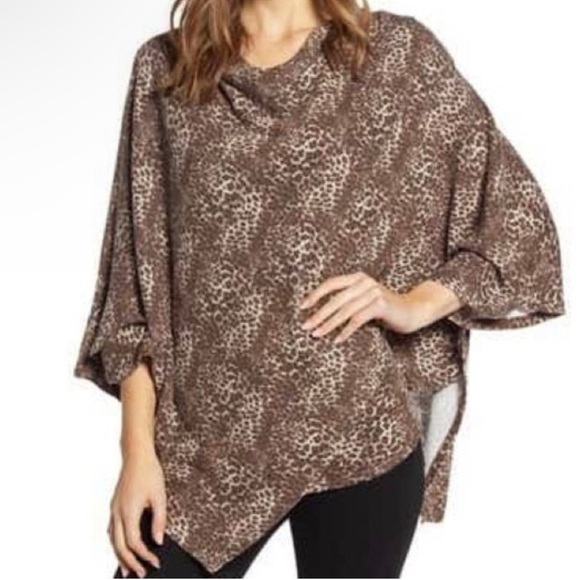 Bobeau leopard poncho large NWT NEW - Picture 1 of 7